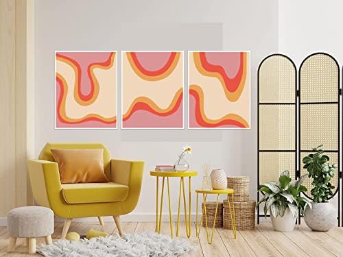 Preppy Aesthetic apstraktna zidna Umjetnost-8x10 inča Neuramljeni Set od 3 ružičaste i narandžaste postere za estetiku sobe - zidni
