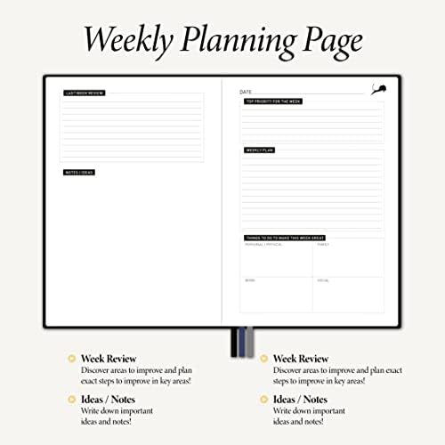 Dnevni planer, kalendar i zahvalnost Časopis za povećanje produktivnosti & sreća, Organizator visokih performansi Planer | Vegan koža