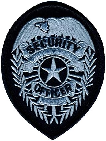 Oficir sigurnosnog službenika za patch grudi. Ovalni ,, srebrni na crnoj strani, 2-3 / 4 x 3-3 / 4