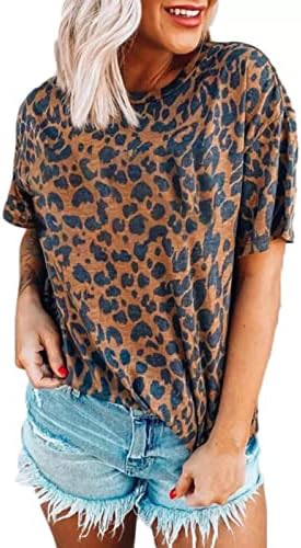 Woman Shirts 3X 3d Digitalni Print Crewneck ličnost modni Leopard Print kratki rukavi Plus Size vježba za