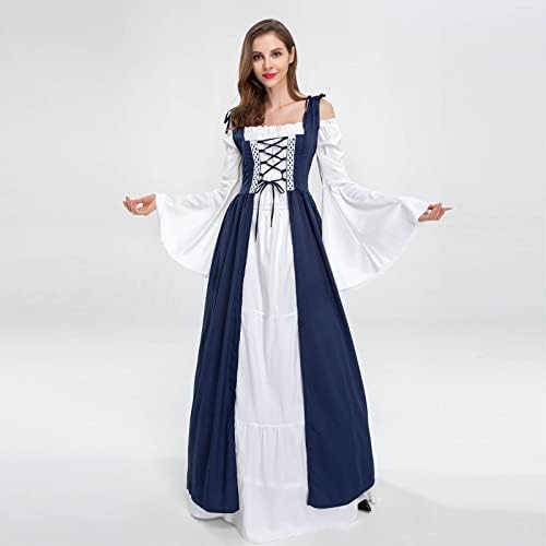 Sinzelimin Maxi haljine za žene renesansni dvorski banket haljina modni Patchwork hladna ramena na vezice Vintage haljina