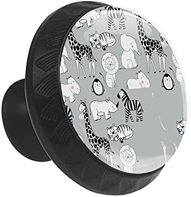 12 komada životinje crno-bijele staklene dugmad za Komode, 1,37 x 1,10 u okruglom kuhinjskom ormariću vuče za dječiju sobu za rasadnike