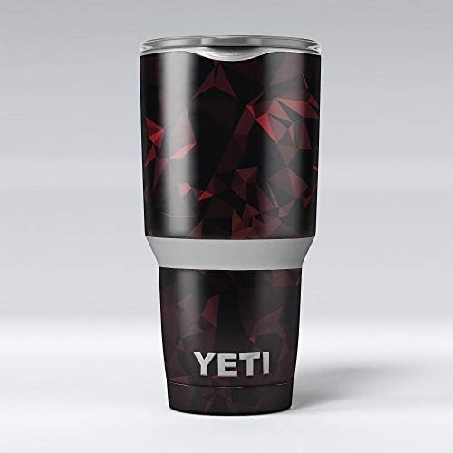 Dizajn Skinz tamno crveni geometrijski V2 - kožnica naljepnica Vinil Komplet zamotača kompatibilan sa Yeti Rambler Cooler šalicama