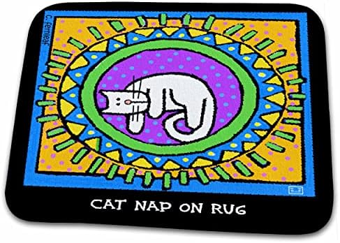 3drose mačka drijema na tepihu, mačke iz crtića, mačke, mačke, smiješne mačke. - Prostirke Za Sušenje Posuđa