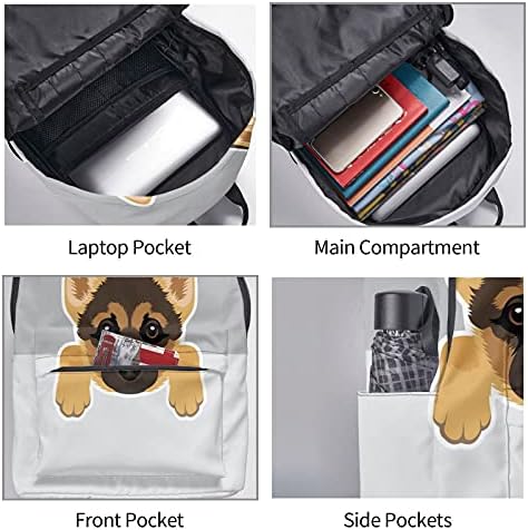 Fehuew 16 inčni ruksak njemački ovčar za laptop pasnog laptopa puni tisak školske torbe na rame za putovanja
