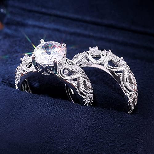 2023 New Silver Hollow Love Cubic cirkonija Bridal Rhinestone Angažovanje Ljubavni prsten Full Diamond cirkonija Solitaire Prsten