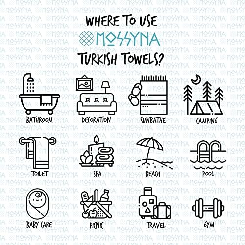 Mossyna turski ručnik, tursko pamučno plaža i ručnik za kupanje, 36x70 inča unaprijed oprane za upijajuću, brzo suho, meko osjećanje