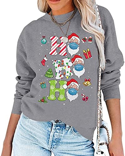 Ružni Božićni džemperi za žene ženska dukserica Sretan Božić O-izrez lako Dugi rukav Print Top pulover