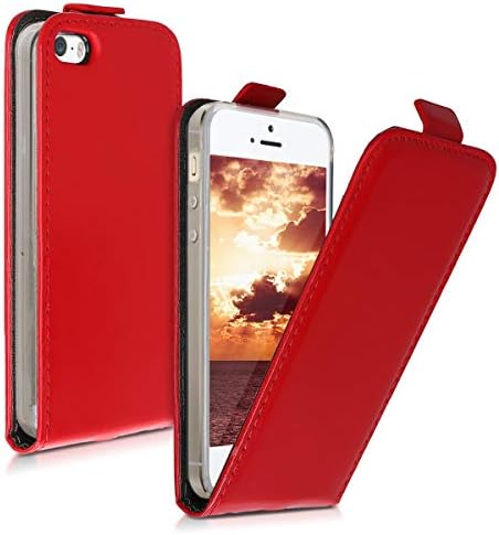 kwmobile vertikalna Flip Case kompatibilna sa Apple iPhone SE / iPhone 5 / iPhone 5S-Case PU kožna zaštitna Flip Cover sa magnetom-Crvena