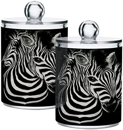 Yyzzh zebra divlja životinja sa crno-bijelim prugastim drhtačem 2 paket QTIP nosača za pamučnu swab kuglu okrugla jastučići 10 oz