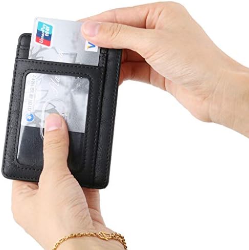 Rhfemd Slim RFID blokirajući džepni kožni novčanik držač kreditne lične karte torbica za ličnu kartu ureda, školska lična karta, vozačka