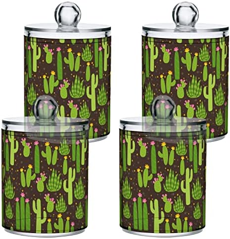 INNEWGOGO tamni kaktus 2 pamuk pamuk swab držač kuglice organizator plastični pamučni jastučići limenke sa poklopcima pamučna lopta