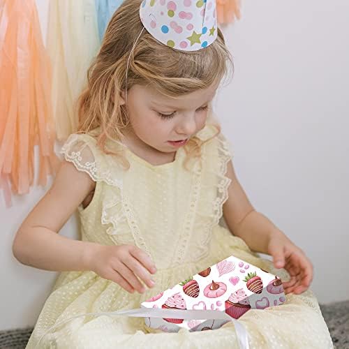 Cupcake Strawberry krofne srce štampani papir za umotavanje poklona, slatki desert rođendan Gfit Wrap papir presavijen u stan sa 1