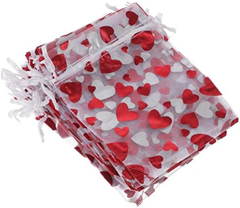 STOBOK 75 kom Drawstring Heart Drawstring torba Drawstring Organza torbice vjenčanje srce torbe Candy Treat torbe vjenčanje Favor