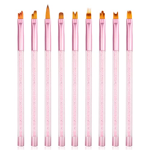DouborQ 9 kom četkica za nokte Pen Gradient Painting Brush Set UV Gel alat za crtanje cvijeća za profesionalne salone i home diy nail