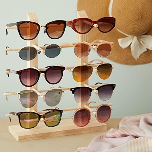 Juvale 10 par sunčane naočale zaslona, ​​drveni držač naočala Organizator za više naočala