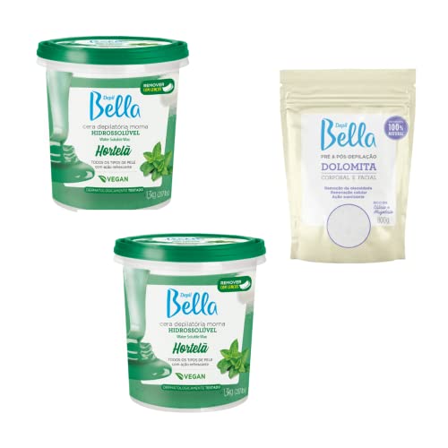 Depil Bella Bundle 2 šećer za cijelo tijelo vosak za uklanjanje dlačica i 1 dolomitni prah, prirodan, veganski, za sve tipove