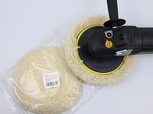 VOLUS 7-inčni jastuk za punjenje vune - čista vuna za poliranje ploča s kukom i petljom za automobilski motocikl - Poličar nameštaja