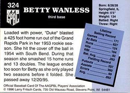 1996 AAGPBL serija 2 bejzbol 324 Betty Benless South Bend Blue Sox RC Rookie Službena svima američke djevojke Profesionalne bajbolske