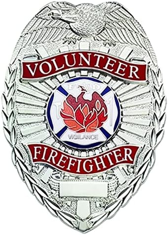 Metalna značka za teške uslove rada, značka dobrovoljnog vatrogasca, pečat Feniksa, igla/ulov, 2-1/4 x 3-1/8 nikl u boji