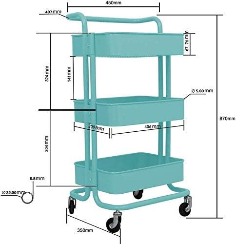JF-Xuan Kolica troslojna kuhinja kolica za pohranu s ručkama s pomičnim kotačem za pomicanje s više funkcija za pohranu - jednostavan