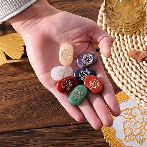 7 CHAKRA kamenje-reiki ljekoviti kristal-gravirani čakri simboli kamena kamena zacjeljivanje kristala i meditacije kamenje meditacija