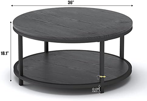 WiberWi okrugli Stolić Crni stolići za dnevni boravak 35,8 rustikalni industrijski dizajn krug stol namještaj čvrsti metalni okvir