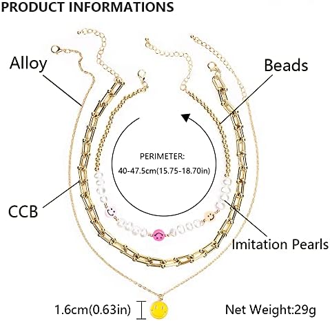 Slojevite biserne ogrlice sa smajlijem slatke ručno rađene perle Choker lanac Yin Yang Flower Privjesak Ogrlica Y2k nakit za tinejdžerke