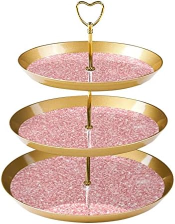 Zaslon za pecivo sa 3 slojevena ruvna posuda za posluživanje, ružičasto držač tornja za kolače, desert stajalište stajališta Čaj za