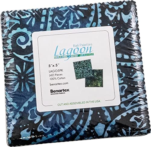 Bali Batik Palettes Lagoon 5x5 paket 42 5-inčni kvadrati Charm paket Benartex 5 inča
