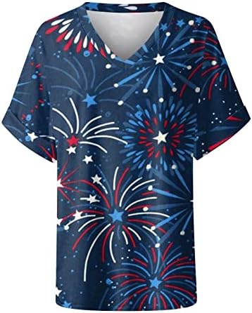 Ženska bluza kratki rukav 4. juli Patriotski tiskani TOP Ležerne prilike O-izrez Bluze Shirts Dressing Elegantne majice
