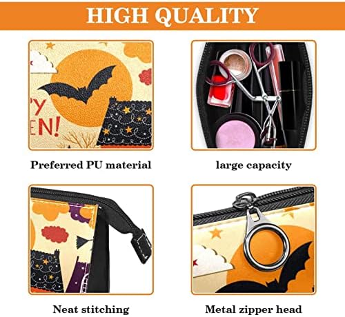Tbouobt Torba za šminku patentno torbica Travel Kozmetički organizator za žene i djevojke, crtani Halloween Bat Witch