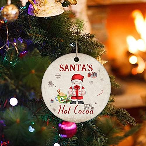 Cheyan Santa Hot Cocoa Božić Ornament, božićno drvo ukras za Božić Home Decor pahuljica Porculanski Ornament Božić viseći Ornament