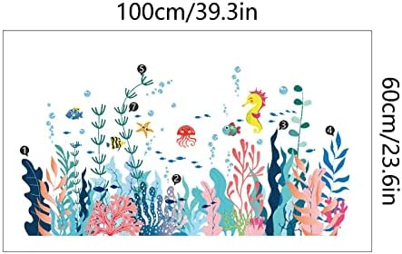 2 listova velika pod morskim zidom naljepnice za morske životne naljepnice koje se mogu morati morska kornjača riblja oceanska travna