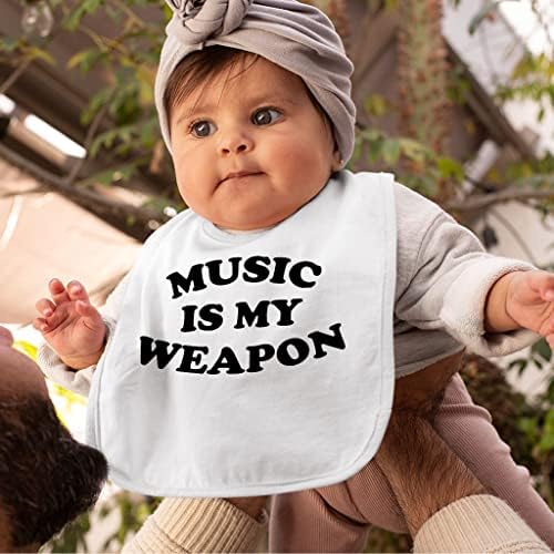 Muzika je moje oružje za bebe - fraza umjetnička dječja hranjenje bibs - tematski bibs za jelo