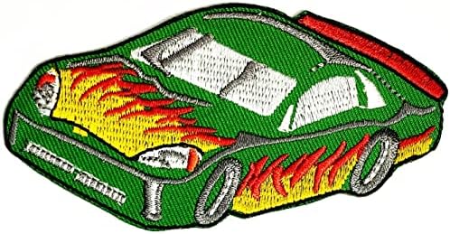 Kleenplus 3kom. Green Car Patches Sportski Automobil Racing Dječija Crtana Naljepnica Ručno Rađena Vezena Zakrpa Umjetnost Šivanje
