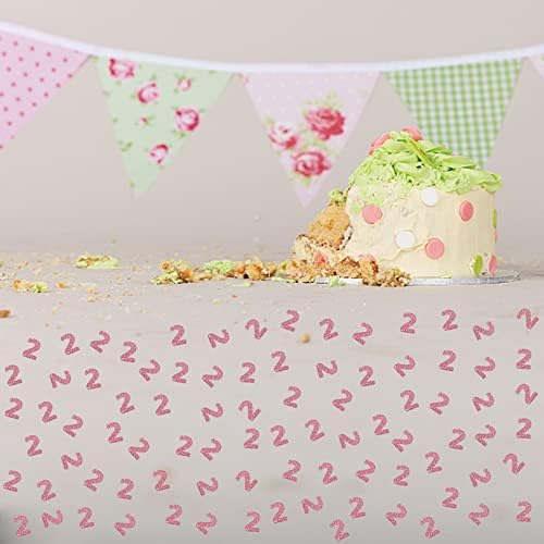 Set od 100 brojeva 2 konfete, ružičasti sjaj 2 rasipa papira, 2. rođendanski zabava Confetti, dva dekora za torte, sretan dekor stranke