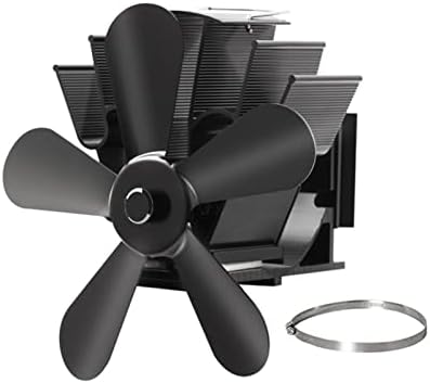 YYYSHOPP Crni kamin 5 oštrice na toplotni pogon peći ventilator Log drveni gorionik ekološki miran Kućni kamin ventilator efikasna