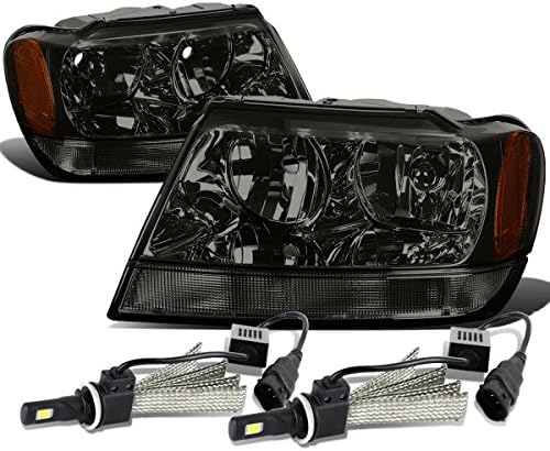 Kompatibilan sa 99-04 Jeep Grand Cherokee WJ dimljenim sočivima jantarna prednja svjetla/lampe+9006 LED komplet za konverziju