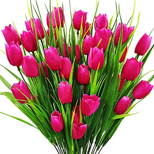 Guagb 8 paketi na otvorenom umjetni tulipani lažni cvijeći otporni na umjetnosti od umjetnih plastičnih zelenila postrojenja za dom