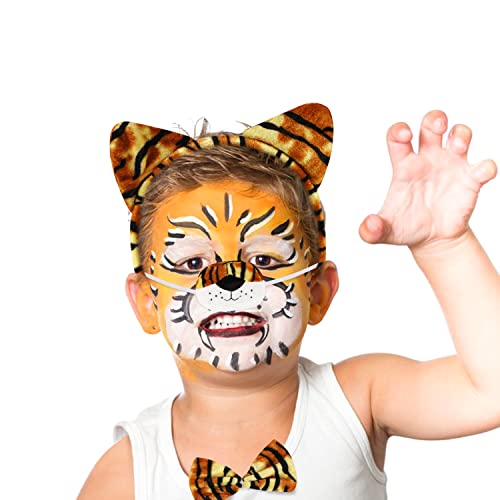 4 komada Set Tiger kostima Tiger Ears traka za glavu Tiger nos rep i leptir mašna životinjska fensi haljina Tiger komplet kostima