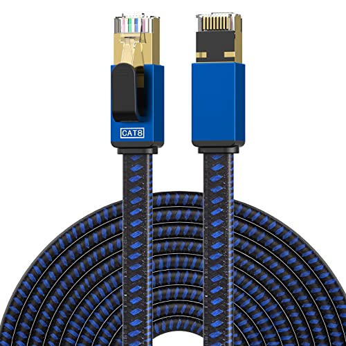 LEKVKM Cat 8 Ethernet kabl 6 FT brzi Internet kabl najlonski pleteni mrežni kabl RJ45 konektori SSTP zaštićeni ravni LAN kabl Cat8