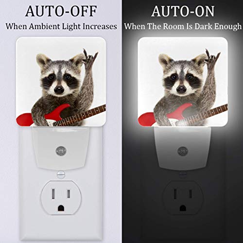 Desheze noćna lampa Raccoon gitara LED noćni utikač sa senzorom sumraka do zore za spavaću sobu kupatilo kuhinja hodnik stepenice
