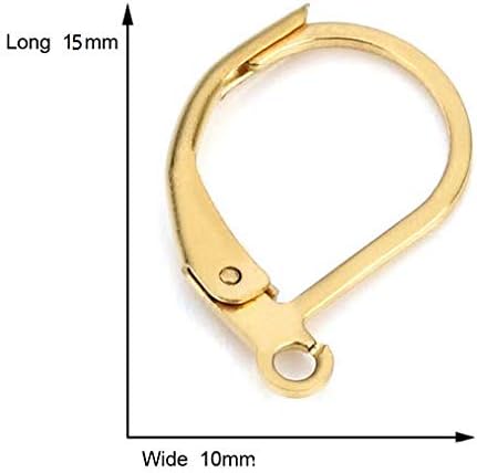 VNDEFUL 50 kom naušnice sa polugom od nerđajućeg čelika naušnice za uši nalaze, zlato 10x15mm