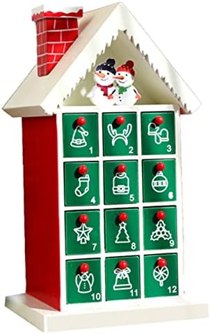 12 dan Crvena kuća Advent Kalendar božićno drvo pahuljica drvena odbrojavanje do Božićni kalendar ukras sa 12 ladice za pohranu