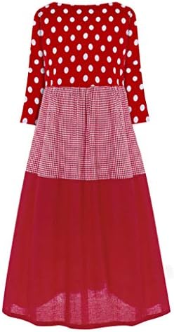 Vintage Bohe Loose Dress Wave Point Print Haljine Za Žene Haljine Duge Rukave O-Izrez Estetska Maxi Haljina Plus Size