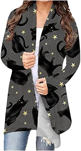 Halloween odjeća za žene Vintage Loot Fit Cardigan džemperi padaju dugi rukav casual comfy otvoreni prednji gornji odjeća