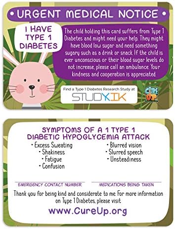 Kartica za pomoć dijabetesu tipa 1 za djecu 3 kom