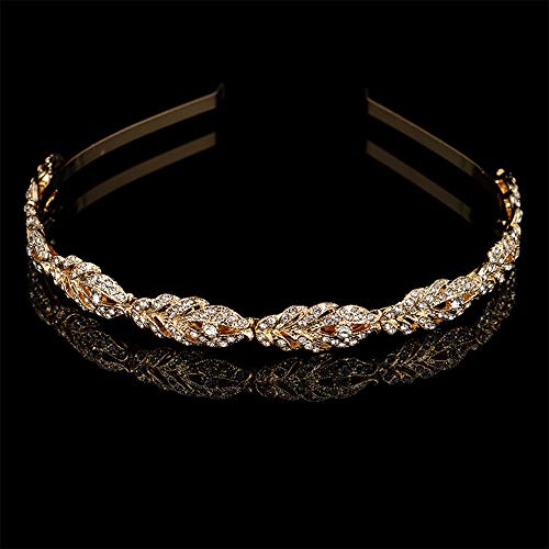 Aimimer Bridal Crystal Tiara Crown Rhinestone list traka za glavu dijamant-šiljasti list kosa loza za vjenčanje Prom Party nakit za
