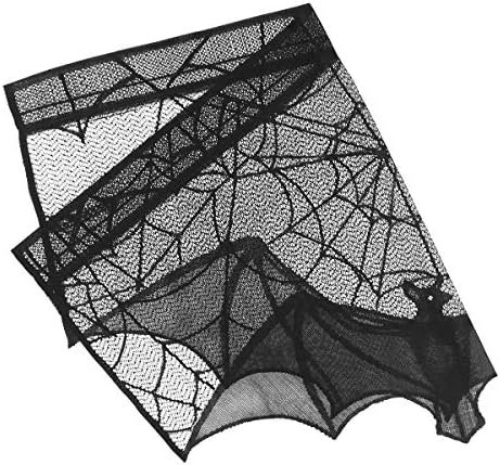 PRETYZOOM Crni dekor Halloween kamin tkanina dekor Bat Spider Web čipkasta peć tkanina za dnevni boravak kamin Party Favor crni šal